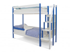 Двухъярусная кровать Svogen с бортиком синий-белый в Трёхгорном - tryohgornyj.magazinmebel.ru | фото - изображение 1