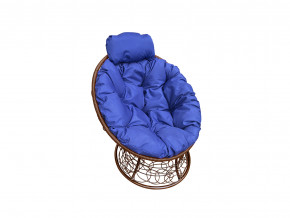 Кресло Папасан мини с ротангом синяя подушка в Трёхгорном - tryohgornyj.magazinmebel.ru | фото