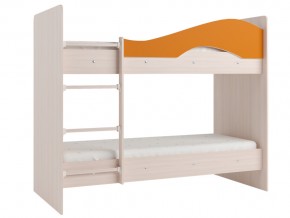 Кровать 2-х ярусная Мая на латофлексах млечный дуб, оранжевая в Трёхгорном - tryohgornyj.magazinmebel.ru | фото - изображение 1