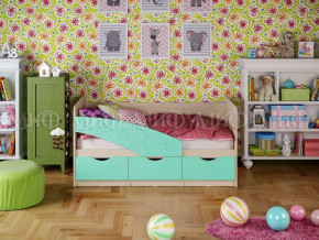 Кровать Бабочки 1600 Бирюза матовая в Трёхгорном - tryohgornyj.magazinmebel.ru | фото