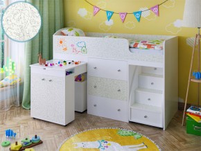 Кровать чердак Малыш 80х180 белый с фасадом для рисования феритейл в Трёхгорном - tryohgornyj.magazinmebel.ru | фото - изображение 1
