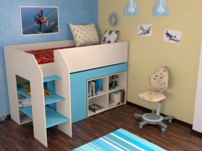Кровать чердак Теремок 2 Голубой в Трёхгорном - tryohgornyj.magazinmebel.ru | фото - изображение 1