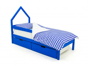 Кровать-домик мини Svogen с ящиками и бортиком синий в Трёхгорном - tryohgornyj.magazinmebel.ru | фото
