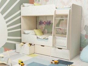 Кровать двухъярусная Малыш двойняшка дуб молочный-феритейл в Трёхгорном - tryohgornyj.magazinmebel.ru | фото - изображение 1