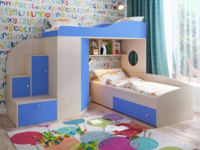Кровать Кадет 2 Дуб молочный-голубой в Трёхгорном - tryohgornyj.magazinmebel.ru | фото