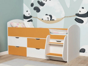 Кровать Малыш-7 белое дерево-оранжевый в Трёхгорном - tryohgornyj.magazinmebel.ru | фото - изображение 1