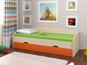 Кровать Соня 2 дуб молочный-оранжевый в Трёхгорном - tryohgornyj.magazinmebel.ru | фото