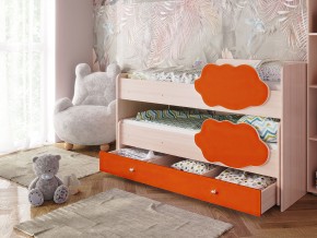 Кровать Соник с ящиком млечный дуб-оранж в Трёхгорном - tryohgornyj.magazinmebel.ru | фото