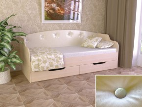 Кровать Юниор Тип 2 дуб молочный-белый перламутр 800х1600 в Трёхгорном - tryohgornyj.magazinmebel.ru | фото - изображение 1