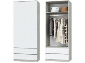 Шкаф для одежды 2х дверный с ящиками Лори дуб серый, белый в Трёхгорном - tryohgornyj.magazinmebel.ru | фото