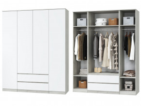 Шкаф для одежды четырехдверный Лори дуб серый, белый в Трёхгорном - tryohgornyj.magazinmebel.ru | фото