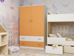 Шкаф двухстворчатый белый-оранж в Трёхгорном - tryohgornyj.magazinmebel.ru | фото